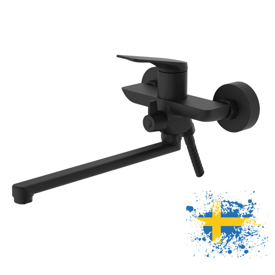 Смеситель для ванны с длинным изливом SOLEN BLACK 58223 Смеситель для ванны с длинным изливом SOLEN BLACK 58223