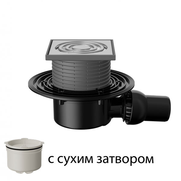 Трап 122x122 - 50мм горизонтальный сухой затвор